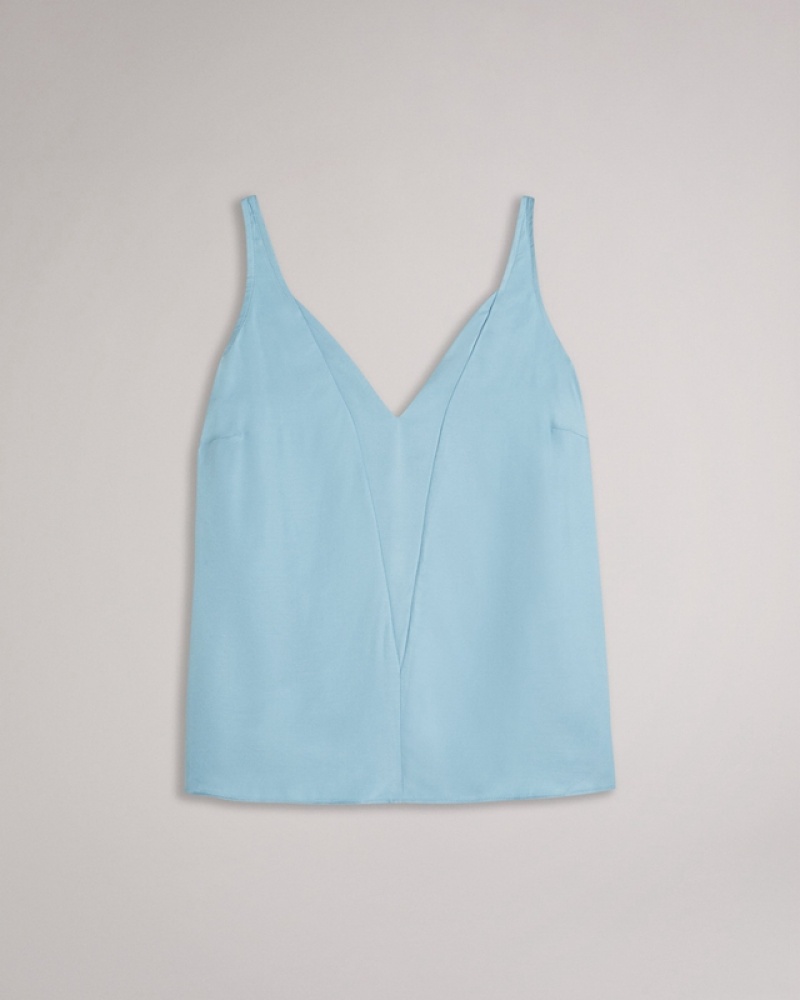 Blue / Blue Ted Baker Rubiez Double Layer Effect Cami Women's Tops | 290847-ZFG