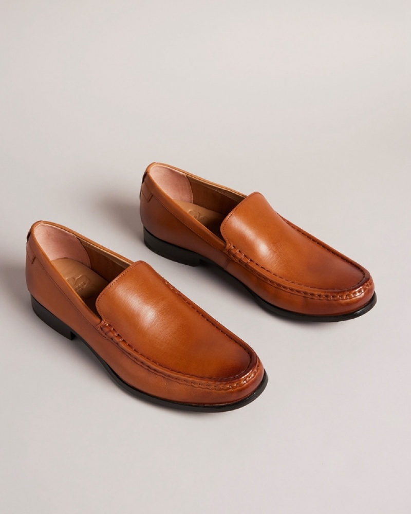 Brown Ted Baker Labi Leather Penny Men's Loafers | 318460-OZP