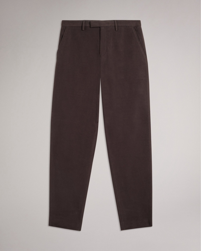 Brown Ted Baker Rufust Halden Tapered Moleskin Men's Pants | 176504-NZO