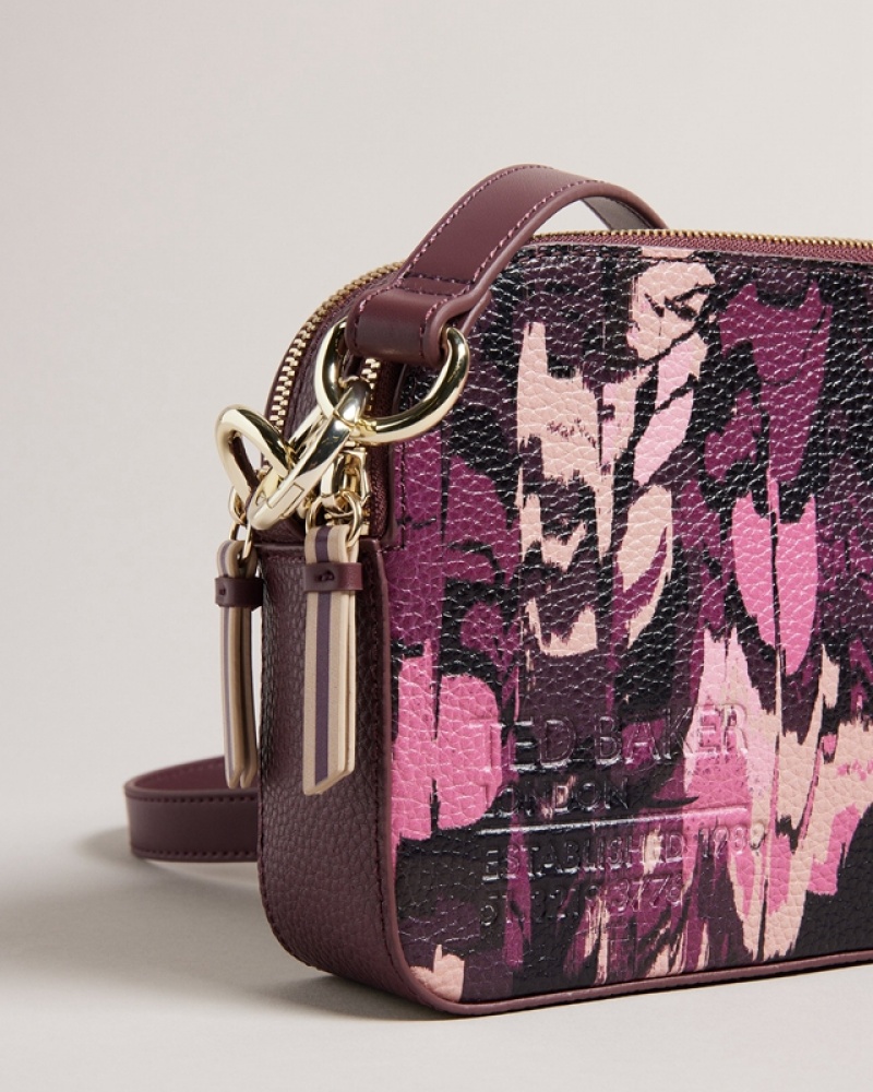 Burgundy Ted Baker Beatti Camo Print Women's Crossbody Bag | 853471-JLS