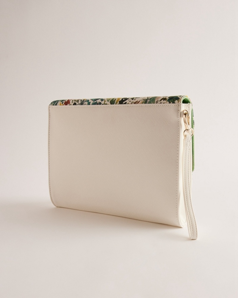 Cream Ted Baker Abbbi Floral Printed Envelope Women's Clutch Bags | 403915-YQH