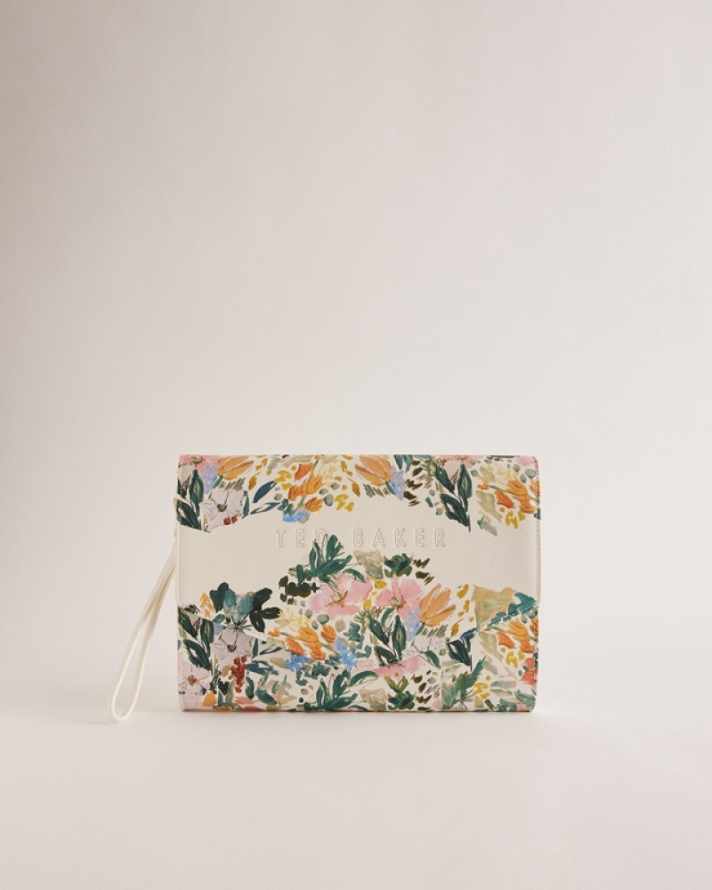 Cream Ted Baker Abbbi Floral Printed Envelope Women\'s Clutch Bags | 403915-YQH