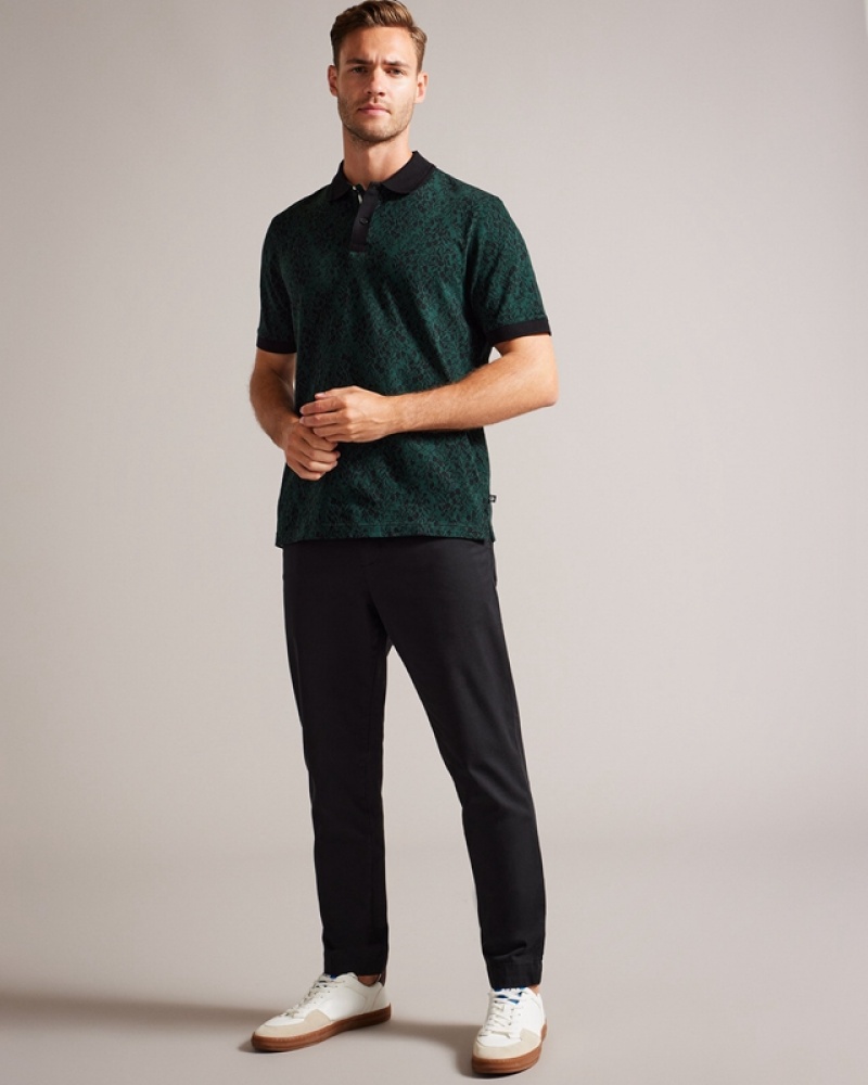 Green Ted Baker Ealis SS Regular Jacquard Men's Polo Shirt | 459280-JZX