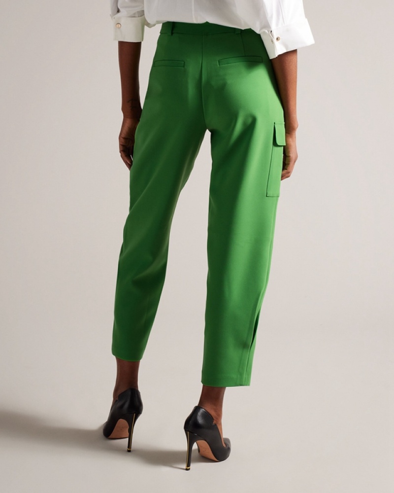 Green Ted Baker Gracieh High Waisted Belted Tapered Cargo Women's Pants | 792063-PUA