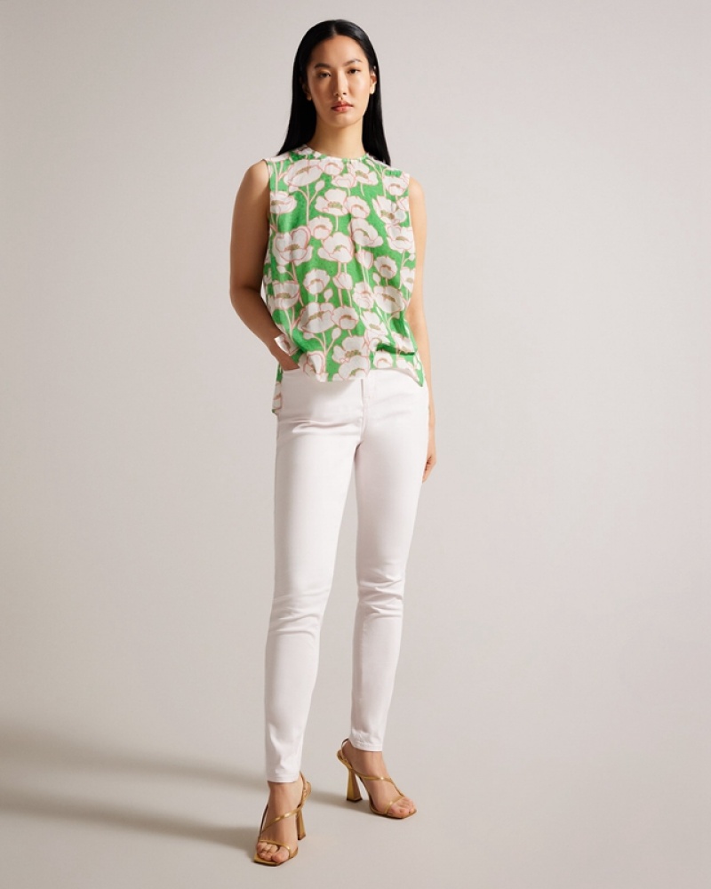 Green Ted Baker Kelany Short Sleeve with Shoulder Detail Women's Tops | 386159-DIC