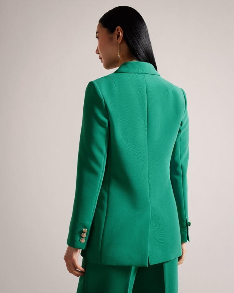 Green Ted Baker Llayla Double Breasted with Gold Detailing Women's Jackets | 694802-GQY