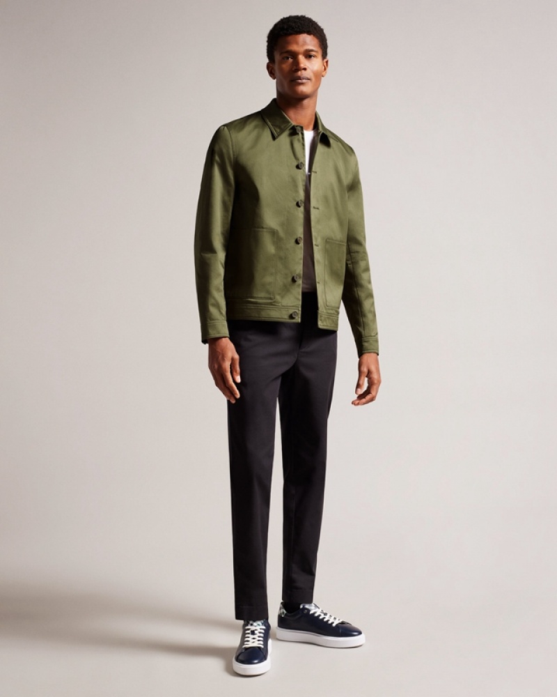 Green Ted Baker Lucianj Slim Fit Cotton Sateen Men's Shirts | 034951-UMW