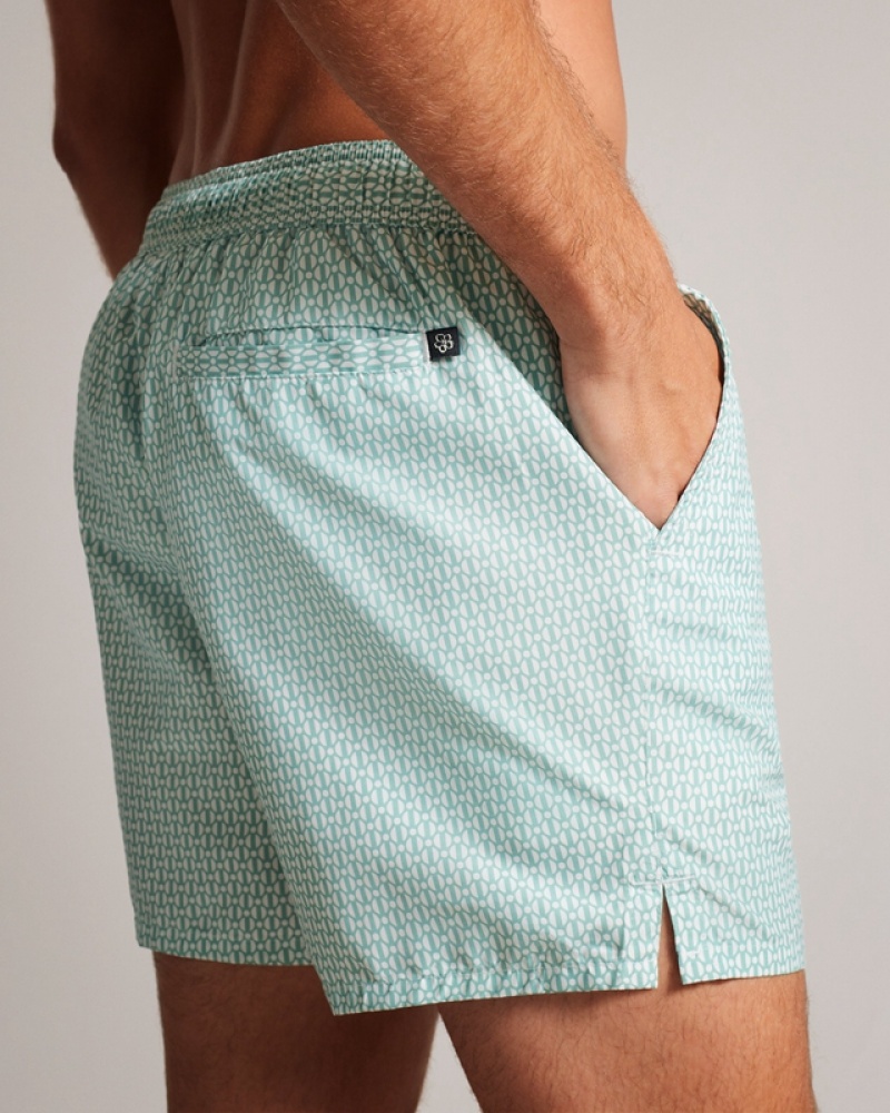 Green Ted Baker Popov Geometric Men's Shorts | 108629-ZGU