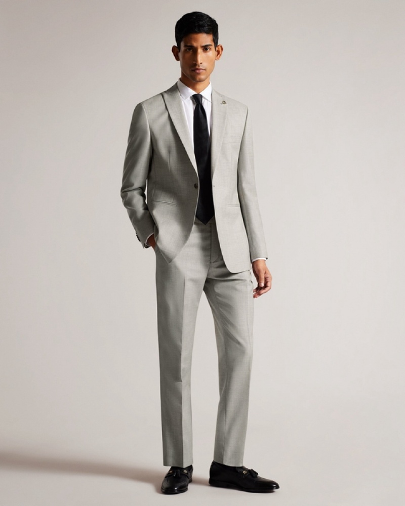 Grey Ted Baker Artimtr Stone Cross Hatch Men\'s Suit | 514837-QIV