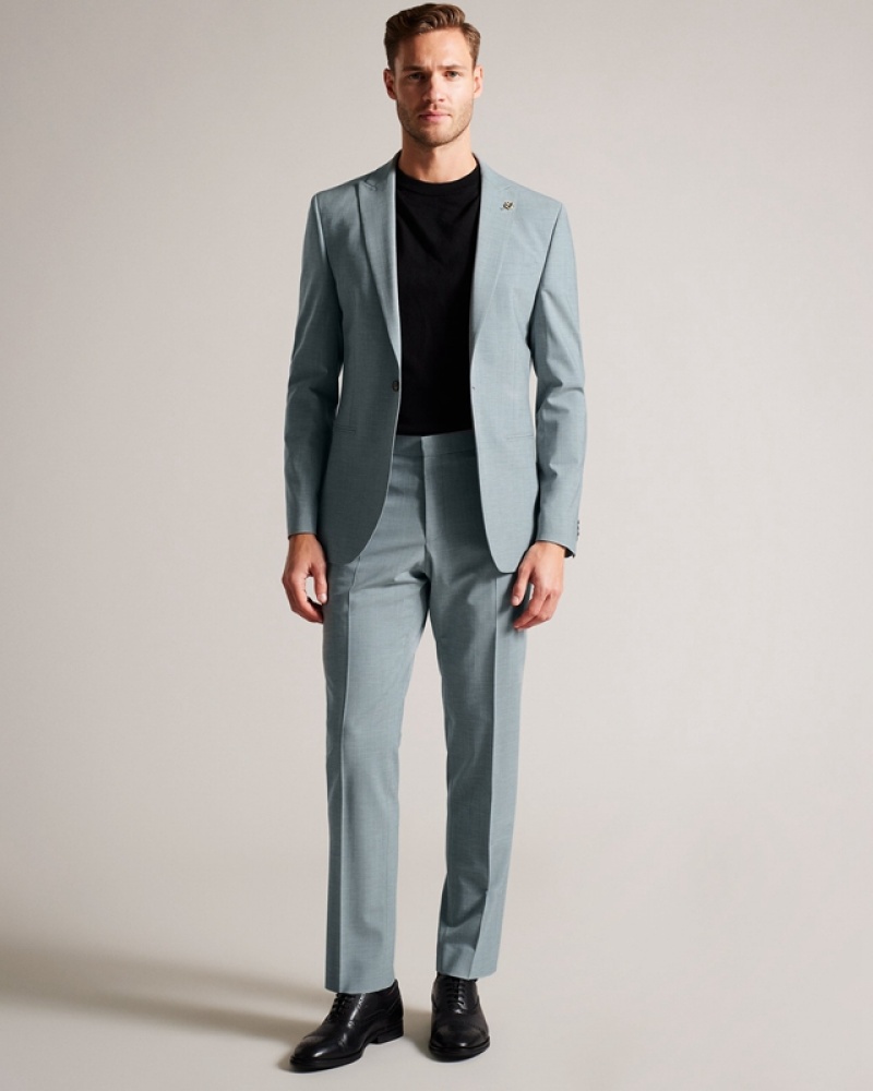 Grey Ted Baker Benonjs Seafoam Sharkskin Men's Jackets | 063781-TYO