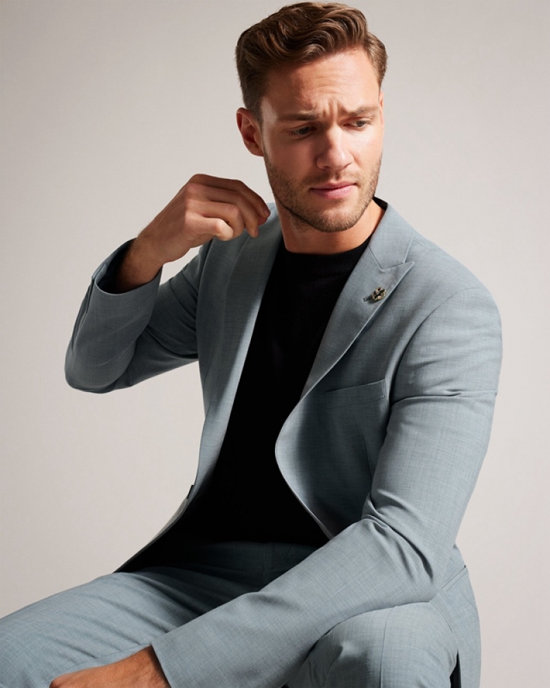 Grey Ted Baker Benonjs Seafoam Sharkskin Men's Jackets | 063781-TYO