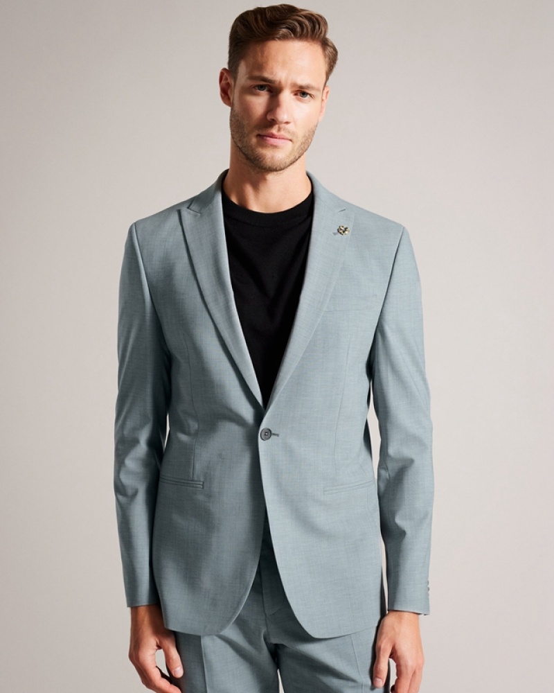 Grey Ted Baker Benonjs Seafoam Sharkskin Men\'s Jackets | 063781-TYO