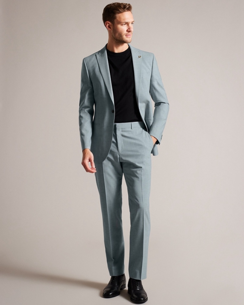 Grey Ted Baker Benonts Seafoam Sharkskin Men\'s Suit | 587419-GNO