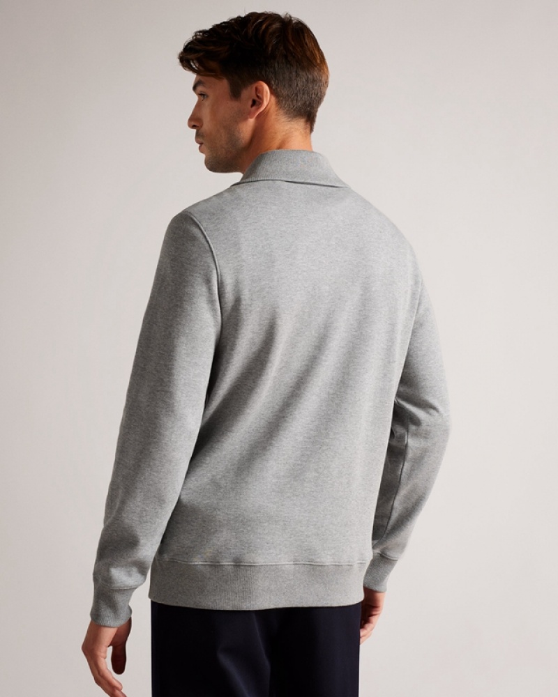 Grey Ted Baker Ecos LS Regular Zip Funnel Neck Men's Sweaters | 501239-HDA