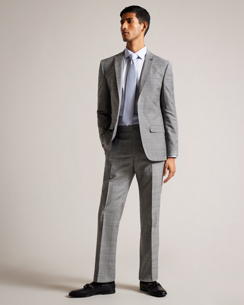 Grey Ted Baker Elgolts Grey Pow Check Men\'s Pants | 506274-VAM