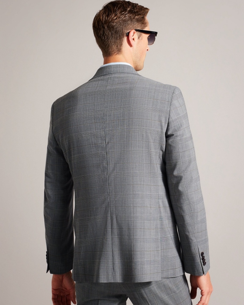 Grey Ted Baker Extonj Pow Check Men's Suit | 341629-CGQ