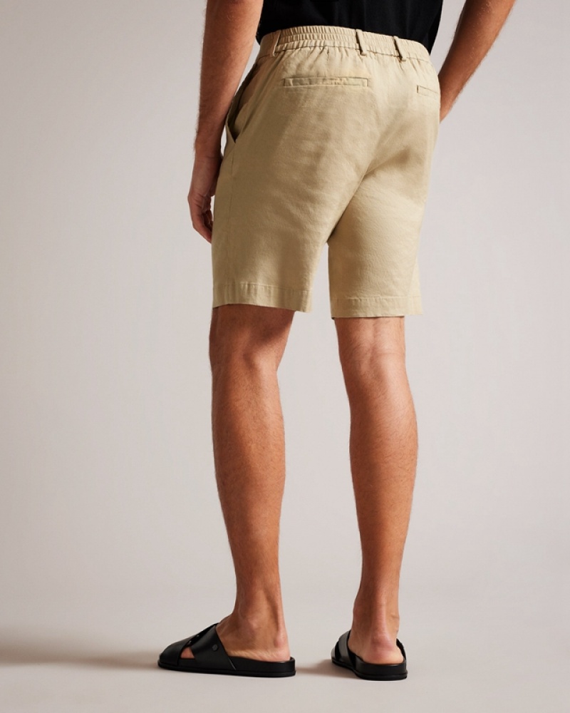 Grey Ted Baker Leder Linen Blend Half Elasticated Men's Shorts | 491853-XRD