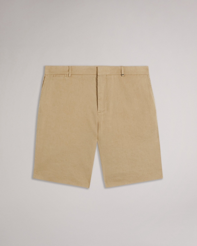 Grey Ted Baker Leder Linen Blend Half Elasticated Men's Shorts | 491853-XRD