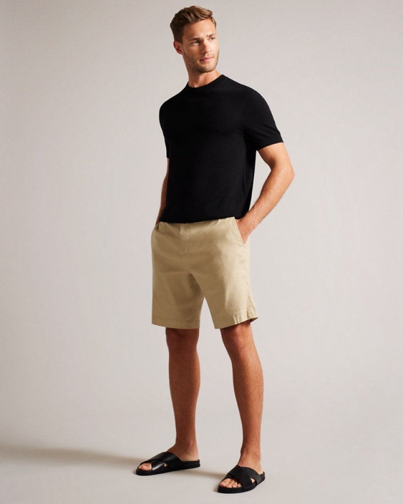 Grey Ted Baker Leder Linen Blend Half Elasticated Men\'s Shorts | 491853-XRD