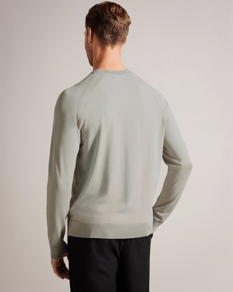 Grey Ted Baker Maywo LS Saddle Shoulder Crew Neck Men's Sweatshirts | 294163-NUG