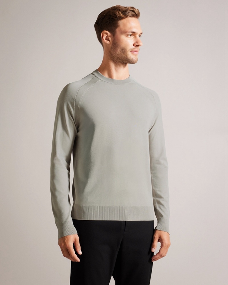 Grey Ted Baker Maywo LS Saddle Shoulder Crew Neck Men\'s Sweatshirts | 294163-NUG