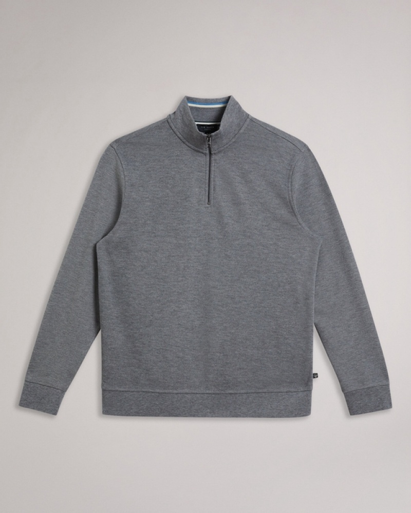 Grey Ted Baker Sanot LS Funnel Neck Layering Men's Sweaters | 761280-XJC