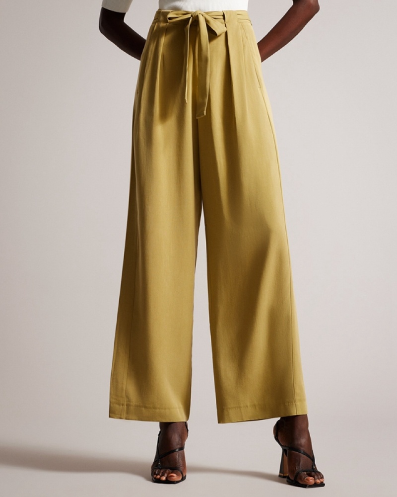 Khaki Ted Baker Jemila Wide Leg Women's Pants | 439056-HGD