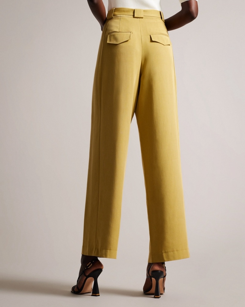 Khaki Ted Baker Jemila Wide Leg Women's Pants | 439056-HGD