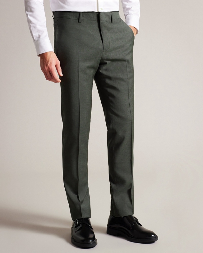 Khaki Ted Baker Richant Khaki Sharkskin Men's Suit | 458213-TOC