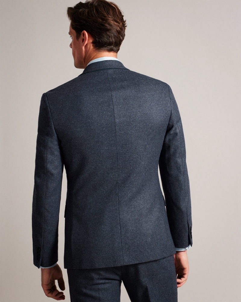 Navy Ted Baker Arthurj Wool Blend Twill Men's Jackets | 327608-CQB