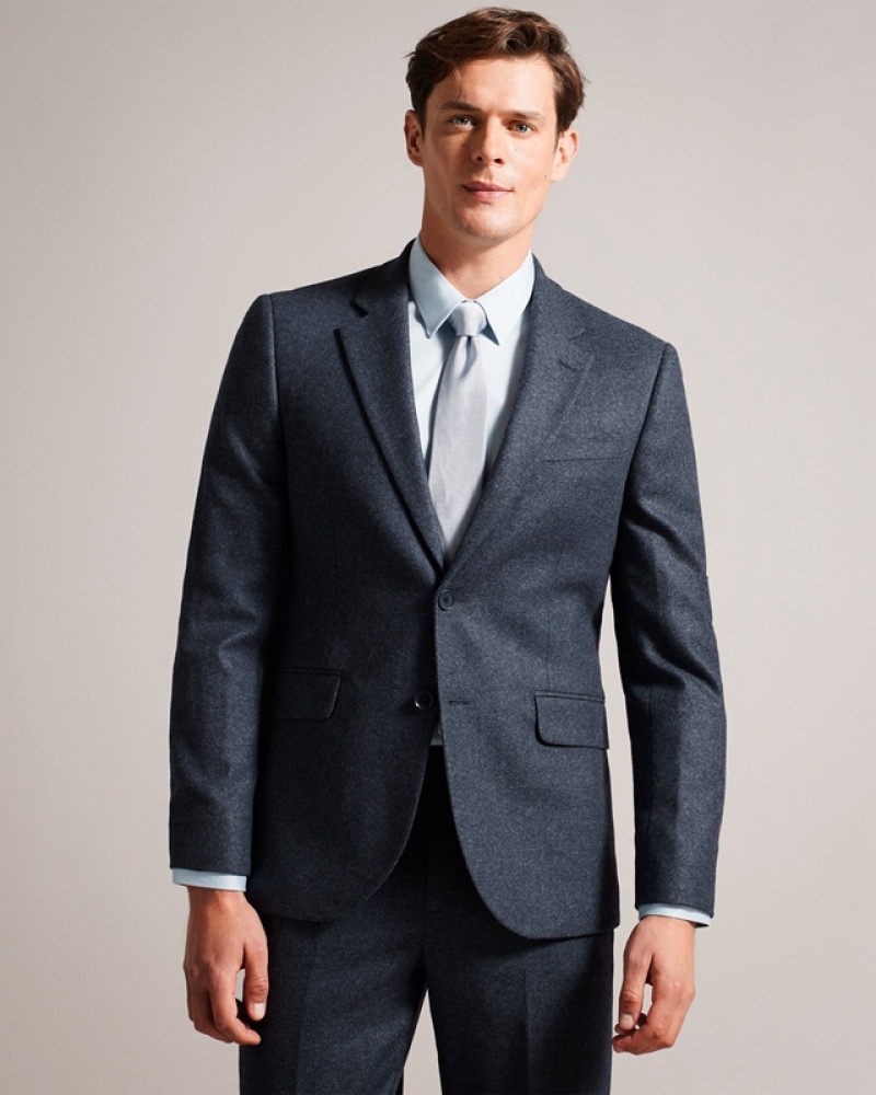 Navy Ted Baker Arthurj Wool Blend Twill Men\'s Jackets | 602385-AJB