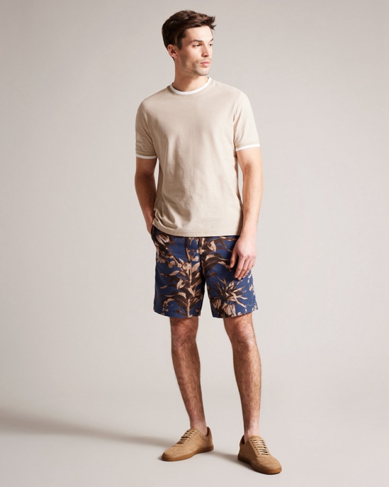 Navy Ted Baker Canriya Printed Men\'s Shorts | 749526-UTL