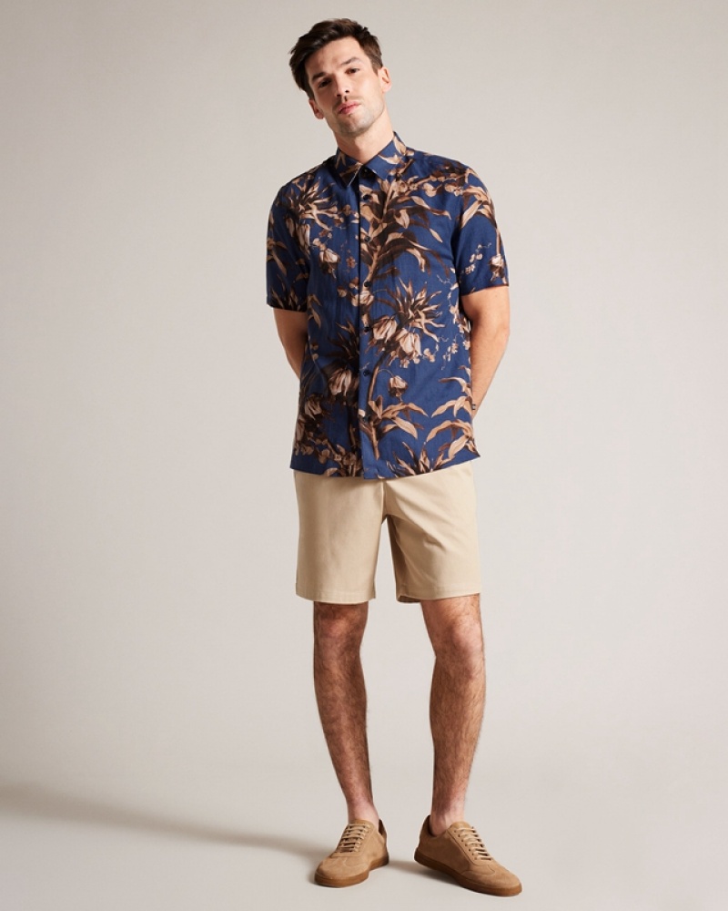 Navy Ted Baker Creswel Elasticated Drawstring Men\'s Shorts | 328947-WJB