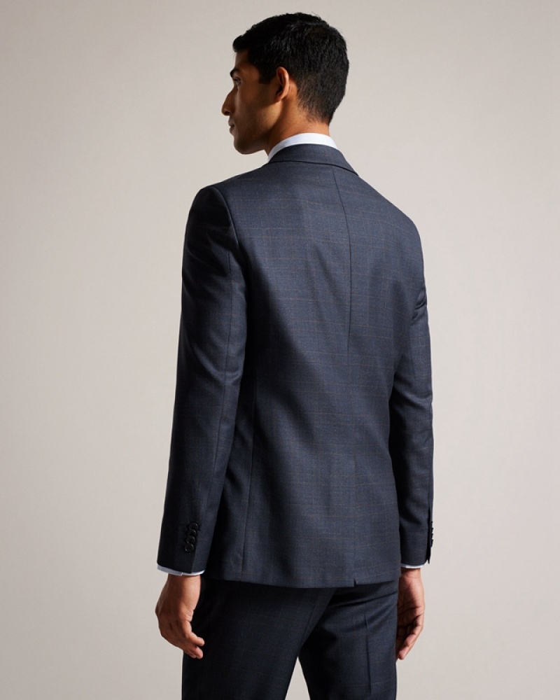 Navy Ted Baker Cromjs Navy Choc Check Men's Jackets | 147593-QGC