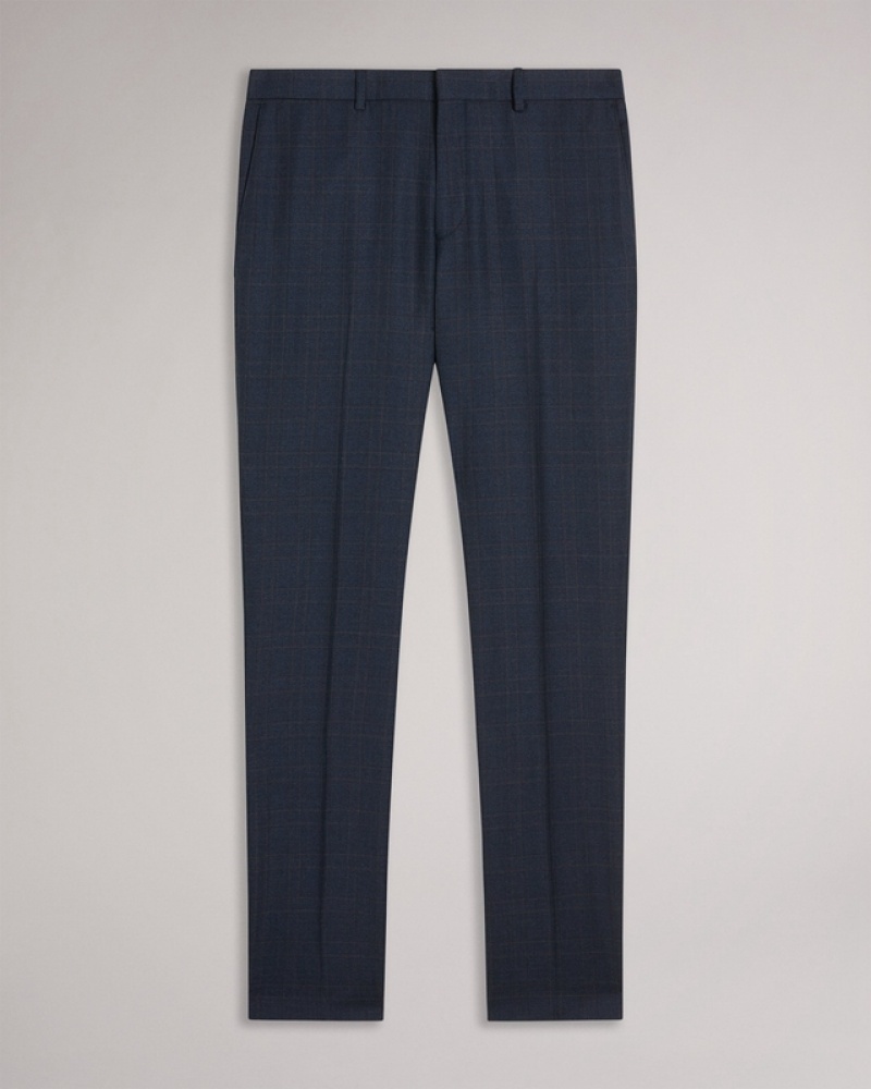 Navy Ted Baker Cromts Navy Choc Check Men's Pants | 980342-YXE