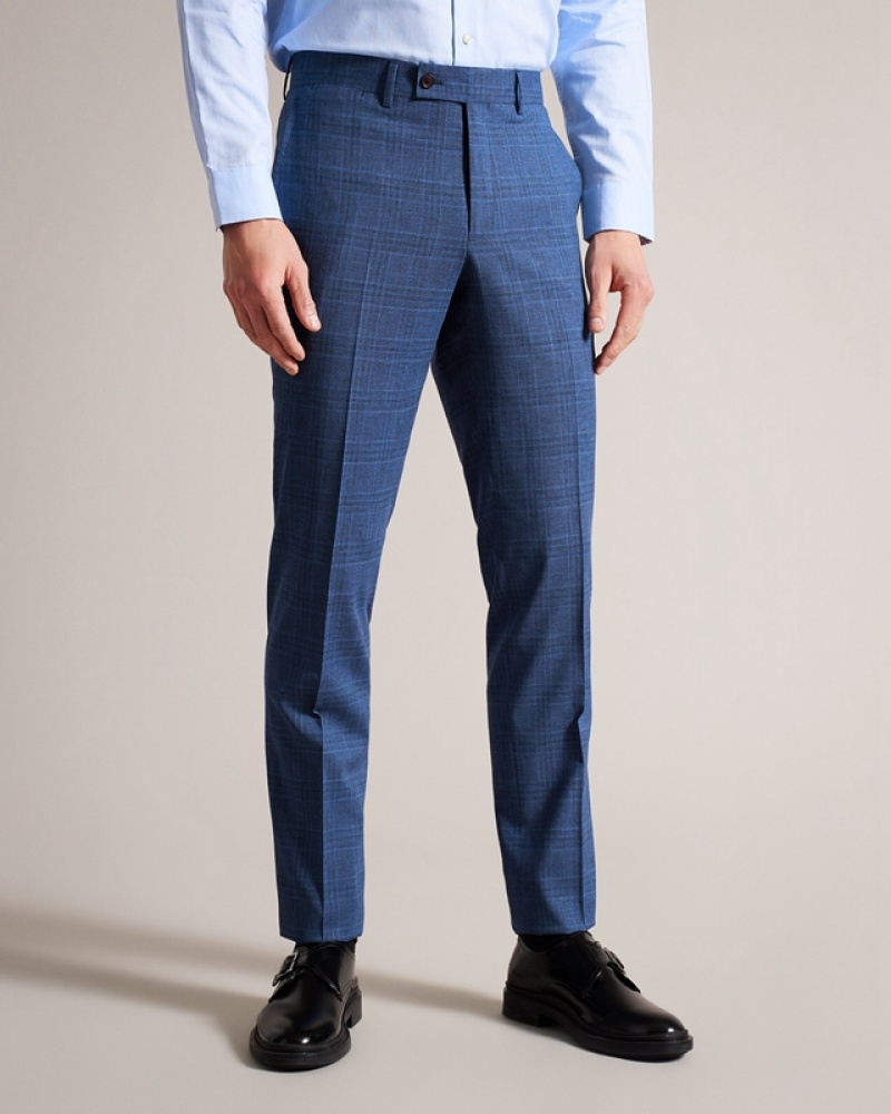 Navy Ted Baker Drydent Check Men's Suit | 591782-KVT