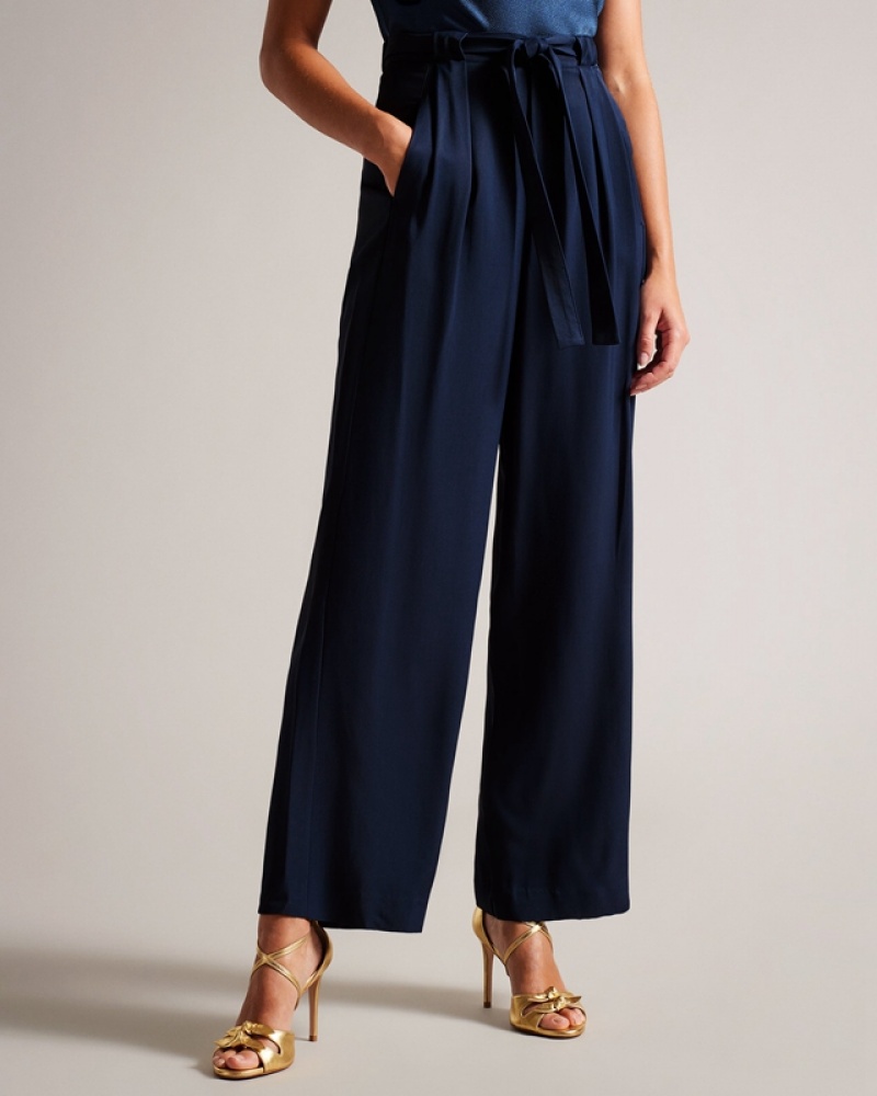 Navy Ted Baker Jemmiah Wide Leg Women's Pants | 536298-SGP