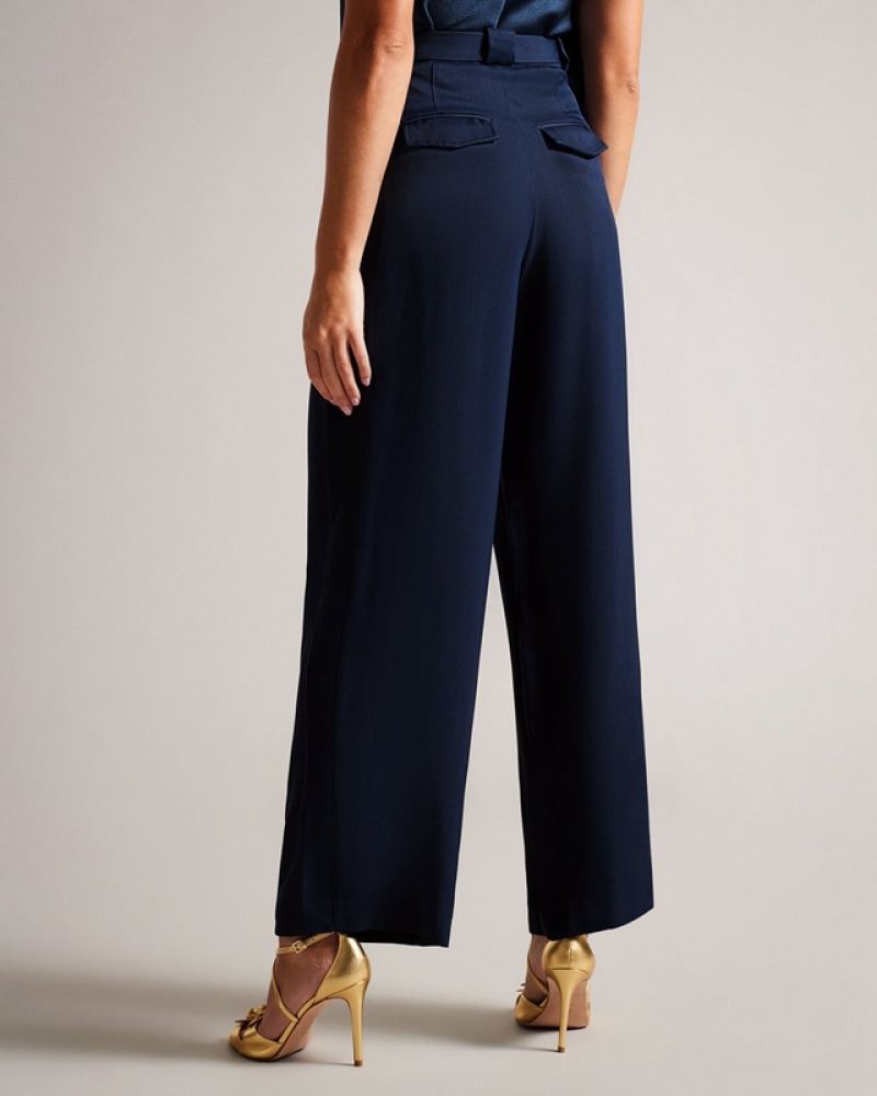 Navy Ted Baker Jemmiah Wide Leg Women's Pants | 536298-SGP