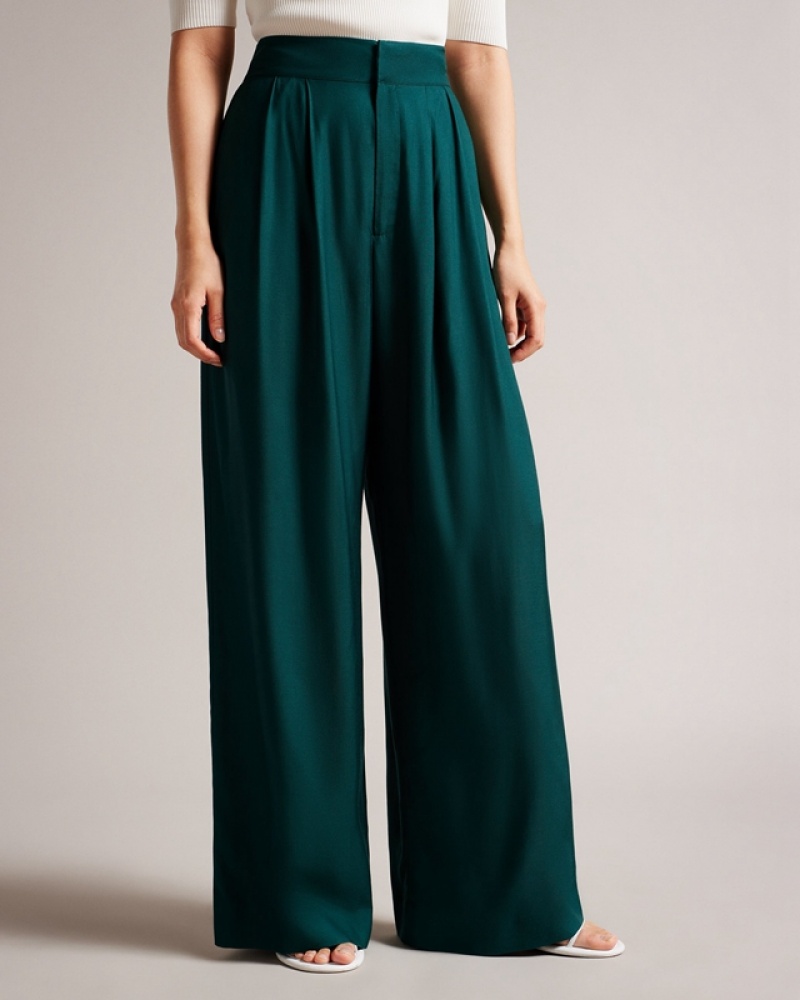 Navy Ted Baker Krissi Wide Leg Women's Pants | 529413-FLB