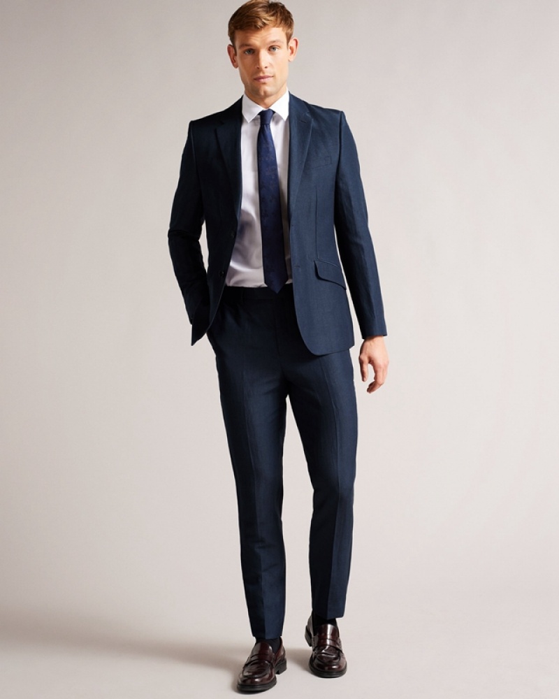 Navy Ted Baker Lancej Slim Fit Organic Fibre Men's Jackets | 280596-IAZ