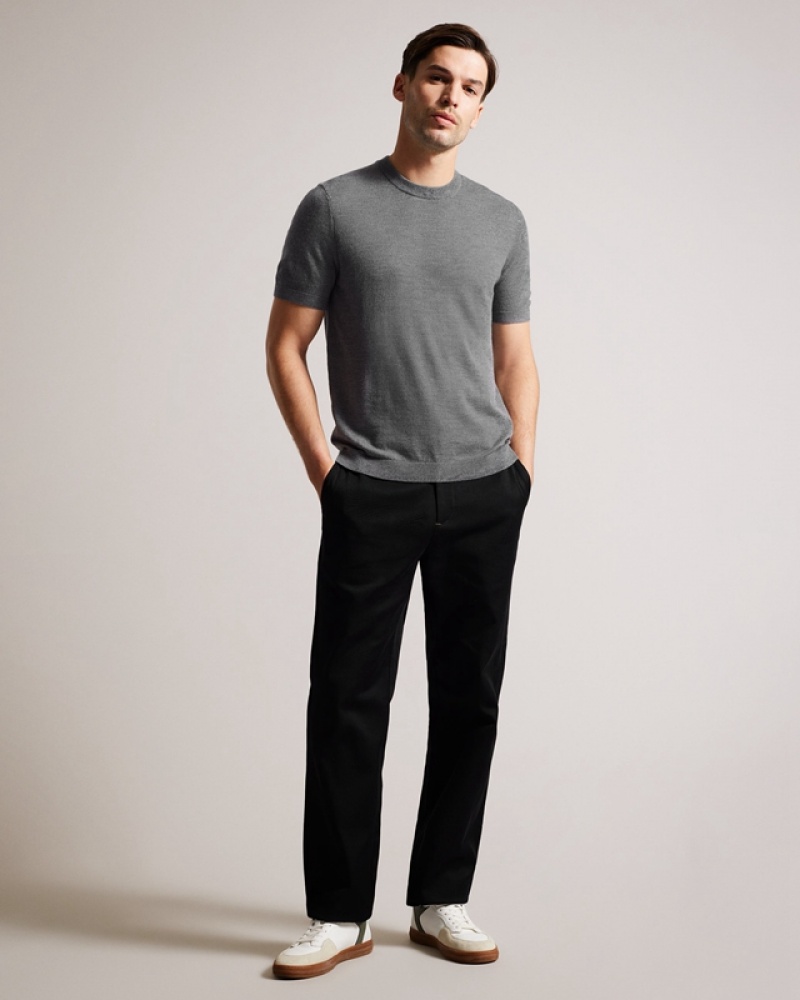 Navy Ted Baker Senti SS Knitted Plain Men's T Shirts | 589173-CWQ