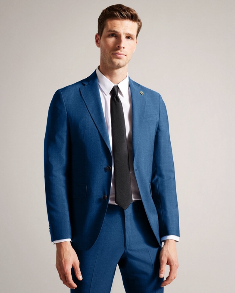 Navy Ted Baker Siouxj Navy Sharkskin Men\'s Jackets | 280635-AQY