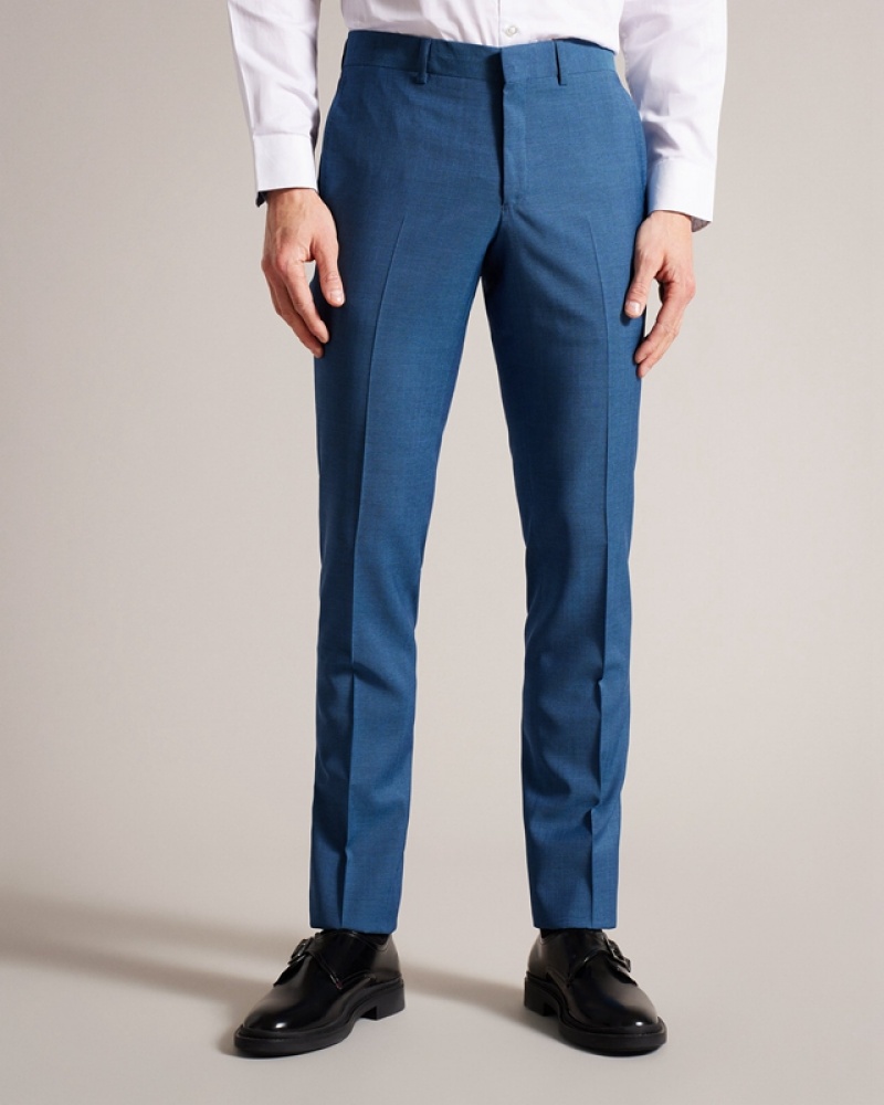 Navy Ted Baker Siouxt Navy Sharkskin Men's Pants | 178246-TZV