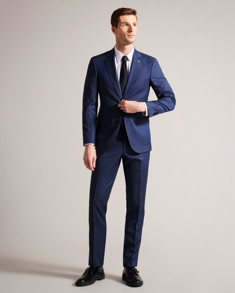 Navy Ted Baker Upsalaj Mix Men's Suit | 796124-MAC