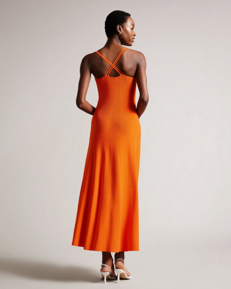 Orange Ted Baker Marrlyy Rib Knit Maxi Women's Dress | 504798-OYE