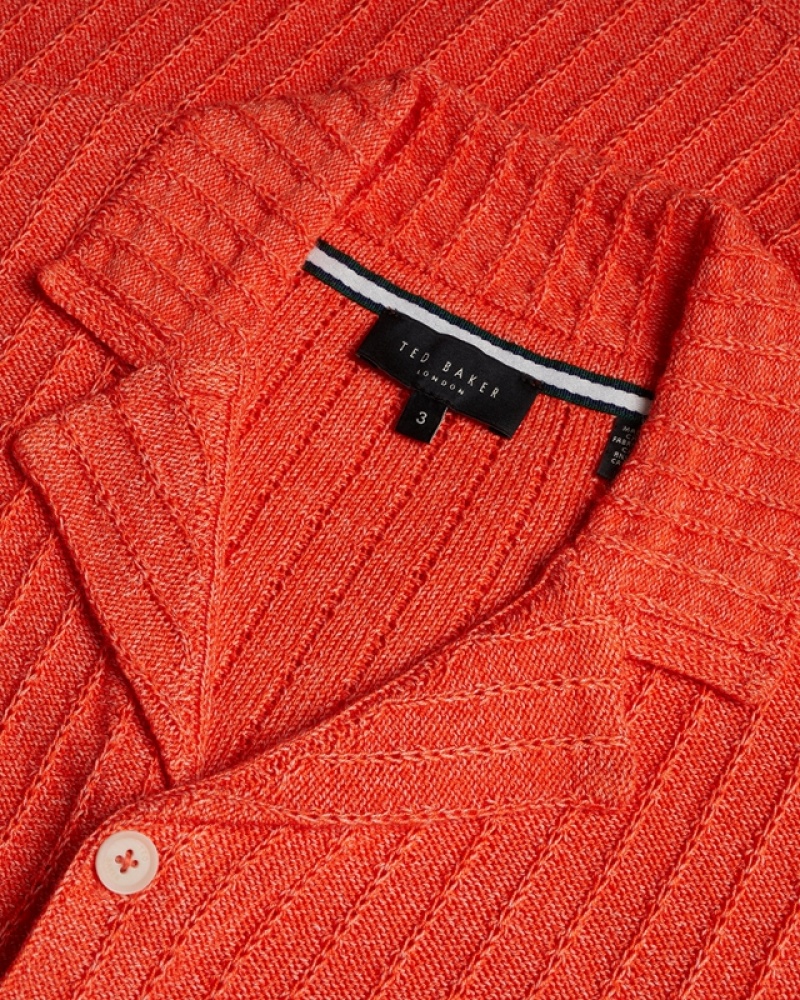 Orange Ted Baker Proof SS Relaxed Fit Knitted Men's Shirts | 723680-VKL