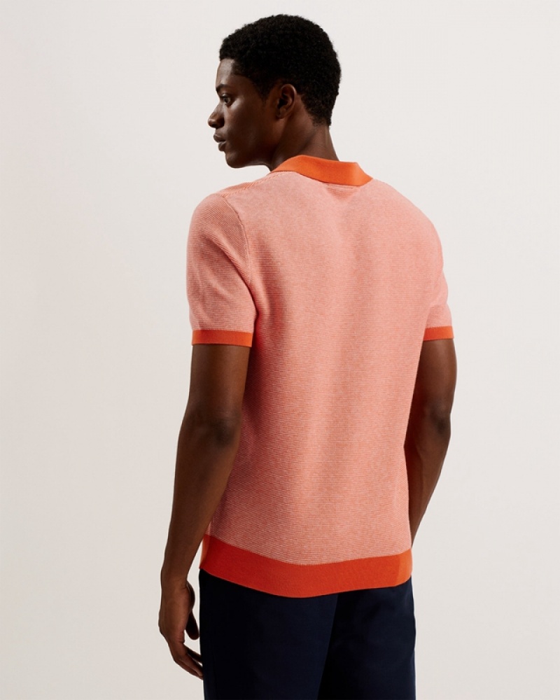 Orange Ted Baker Wulder Regular SS Open Neck Men's Polo Shirt | 025917-DAK