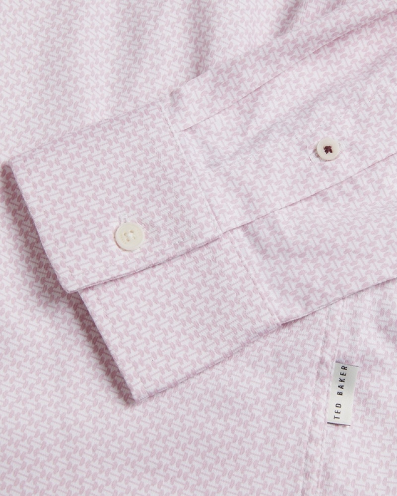 Pink Ted Baker Faenza LS Geo Men's Shirts | 409851-WTZ