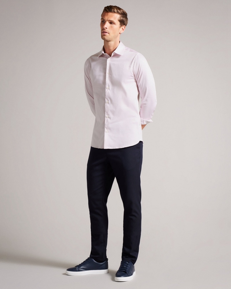 Pink Ted Baker Faenza LS Geo Men's Shirts | 409851-WTZ