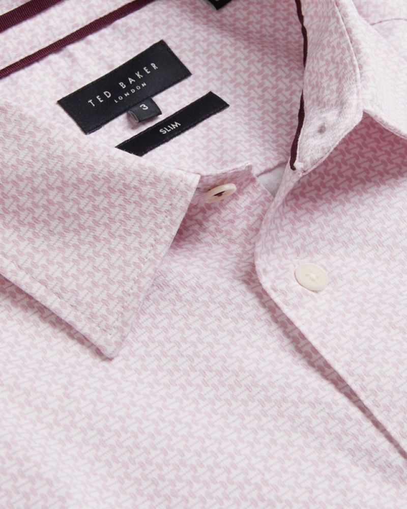 Pink Ted Baker Faenza LS Geo Men's Shirts | 409851-WTZ